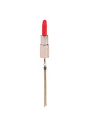 Loveline Diamond Lipstick Vibrator, a stylish lipstick-shaped vibrator with a gold chain for discreet pleasure.