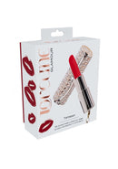 Loveline Tifanny Lipstick Vibrator packaging featuring a red lipstick vibe with a shiny exterior and glamorous design.