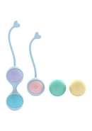 Loveline PelviFit Vibrating Strength Weighted Kegel Kit 5 Piece with colorful Kegel balls for pelvic floor training.