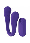 Loveline Flexease Bend Vibrator Purple with dual-ended flexible design and control remote.