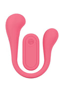 Loveline Flexease Bend Vibrator Pink with dual-ended design and vibrating bulbs for targeted relaxation.