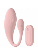 Loveline Wave C Shape Vibrator Pink with remote control designed for targeted internal stimulation.