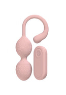 Loveline PelviFit Beads 10 Function Vibrating Kegel Vibe Pink, dual-beaded pelvic wellness device for muscle engagement.