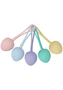 Loveline Pelvifit Berry Kegel Kit featuring five colorful Kegel balls for progressive pelvic floor training.