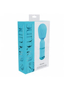 Loveline Velour Mini Wand Blue packaging design showcasing its sleek ergonomic shape and vibrant color.