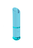 LoveLine Luxe 10 Function Mini Lipstick Vibrator Blue in elegant lipstick shape with powerful design.