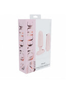 Loveline Velvet Remote Control Vibrating Plug Pink packaging design with smooth textured stimulation plug.