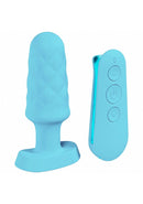 Loveline Velvet Remote Control Vibrating Plug Blue with remote, smooth texture for customizable vibrations.