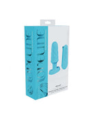 Loveline Velvet Remote Control Vibrating Plug Blue product packaging with modern design and vibrant color.