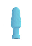 Loveline Velvet Remote Control Vibrating Plug Blue with a smooth textured design for customizable pleasure.