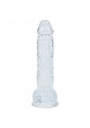 RealRock Crystal Clear Realistic Dildo with Balls 5 inches featuring a crystal-clear finish and lifelike details.