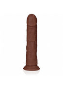 RealRock Realistic Skin Curved Dildo 7 inch Brown with lifelike details and curved design.