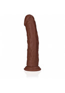 RealRock Realistic Skin Curved Dildo 7 inch Brown showcasing its natural look and detailed design.
