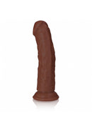 RealRock Realistic Skin Curved Dildo 6 inches Brown displayed on a white background.