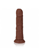 RealRock Realistic Skin Curved Dildo 6 inches Brown showcasing its lifelike design and textured details.