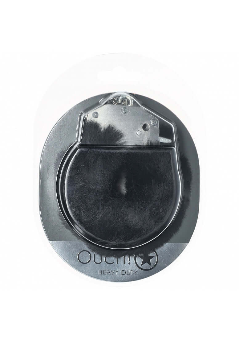 OUCH! HEAVY DUTY FLUFFY HANDCUFFS - BLACK-0