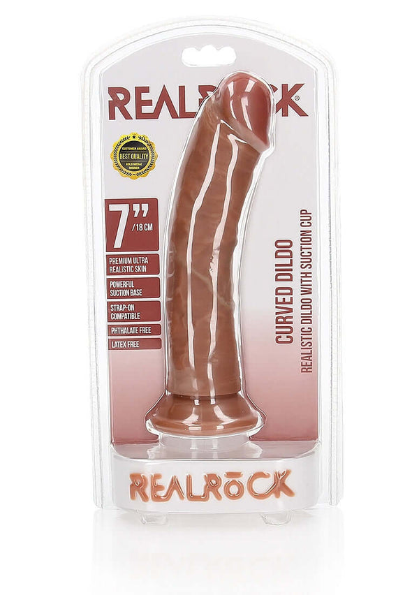 REALROCK 7IN REALISTIC DILDO CURVED TAN-1