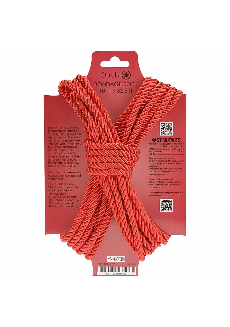 OUCH! BONDAGE ROPE 10 METERS RED-1