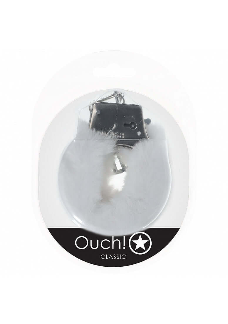 OUCH! CLASSIC FLUFFY HANDCUFFS WHITE-1