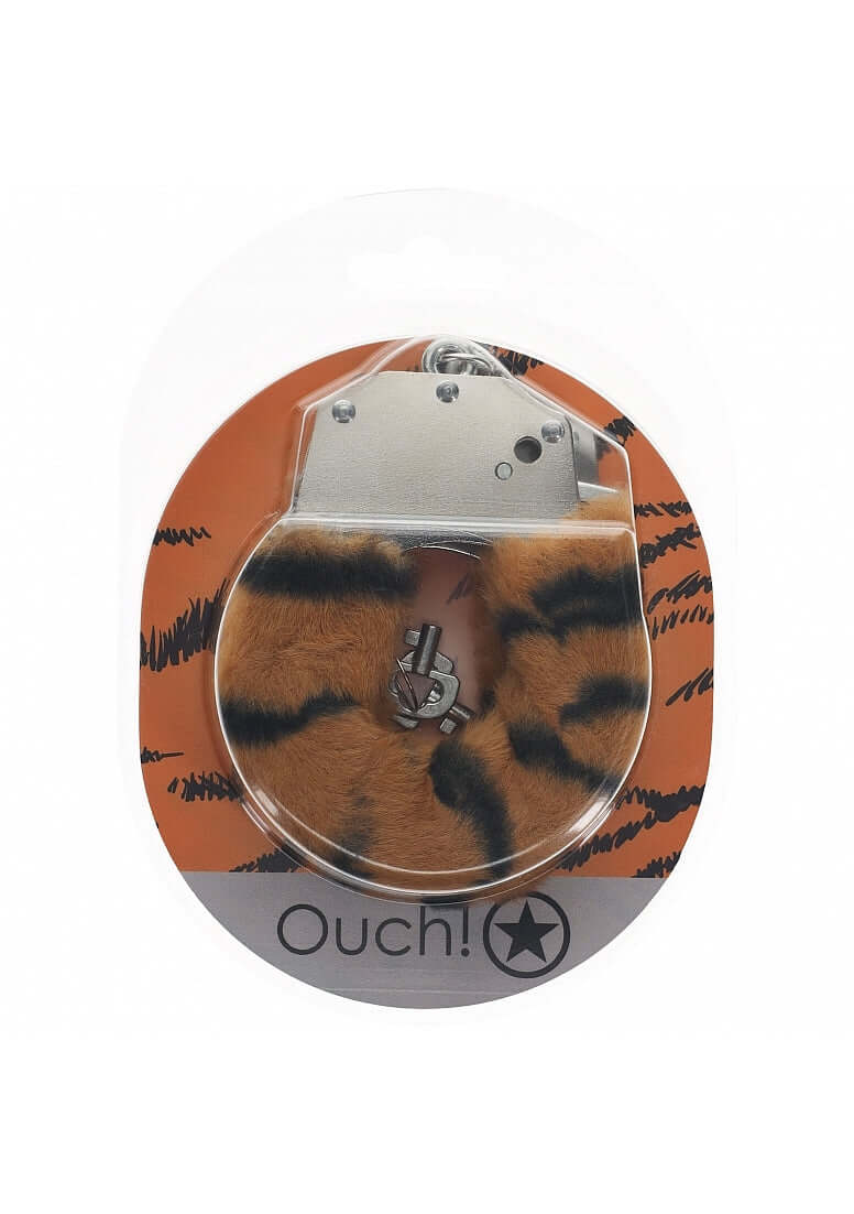 OUCH! HEAVY DUTY FLUFFY HANDCUFFS TIGER-1