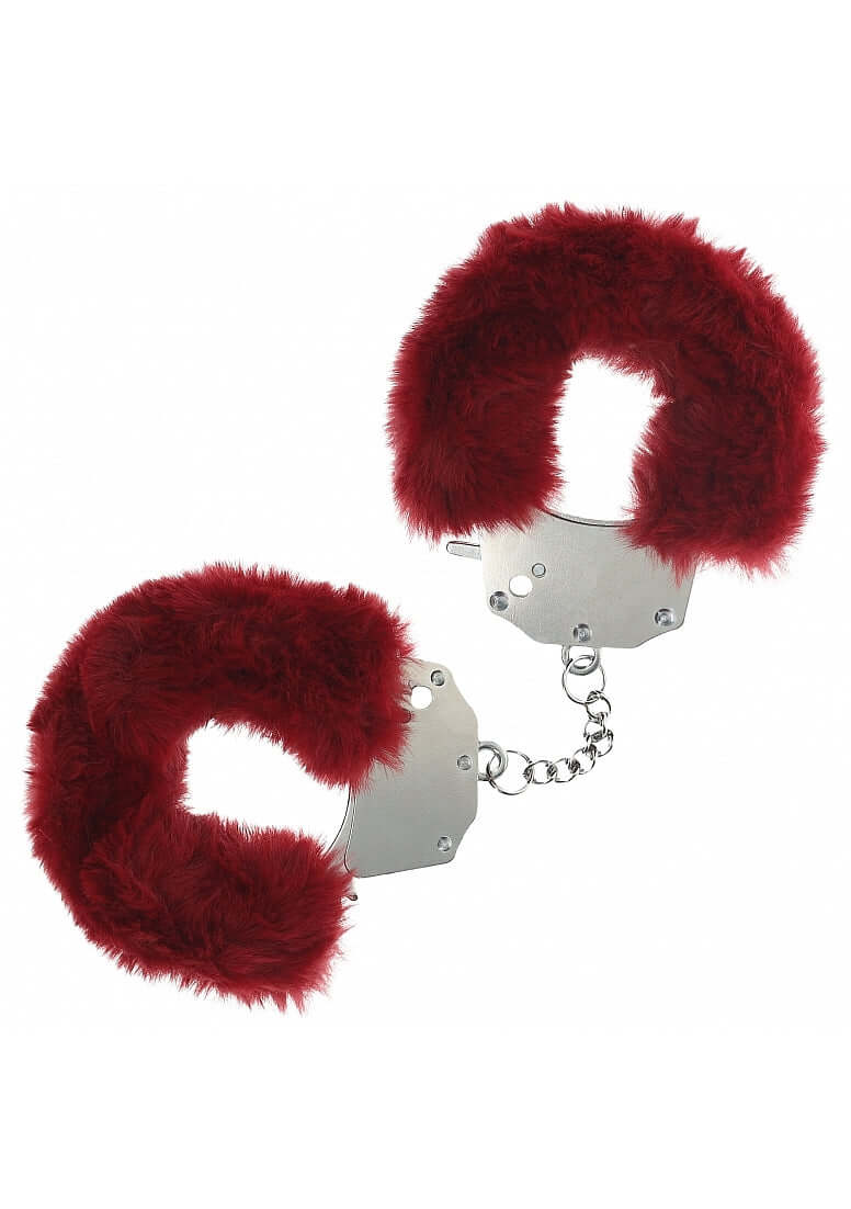 OUCH! HEAVY DUTY FLUFFY HANDCUFFS - BURGUNDY-0