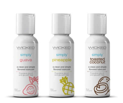 Wicked Simply Tropical Trio Kit - Travel-Sized Water-Based Lubes in Guava, Pineapple, and Toasted Coconut Flavors