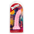 Besties Particles Collection Synergy Pink Dildo in colorful packaging, showcasing its vibrant design and texture.
