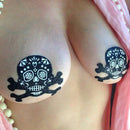 Glittering Candy Skull Pastease with bold candy skull and crossbones design on skin.