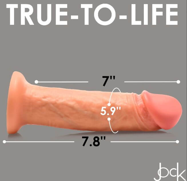 JOCK Real Skin 8” Vibrating Silicone Dildo - Ultra Realistic Dual Density, Suction Cup Base