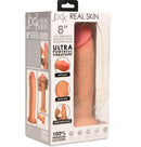 JOCK Real Skin 8” Vibrating Silicone Dildo - Ultra Realistic Dual Density, Suction Cup Base