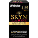 Lifestyles Skyn Large Condoms 12 Pack box with premium polyisoprene, labeled as closest thing to wearing nothing.
