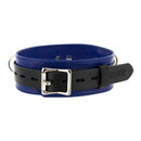 Strict Leather Deluxe Locking Collar Blue and Black, designed for comfort and durability in fetish wear.