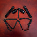 SEI MIO Trussed Issues Adjustable Body Harness Restraint System displayed on a red background.
