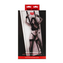 Sei Mio Cross The Threshold Door Based Bondage Cross System packaging with a model demonstrating its use.
