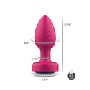 Viben Twila Twirling Light Up Vibrating Anal Plug Pink with dimensions 4.47 x 3.94 inches, 2.4 oz weight.