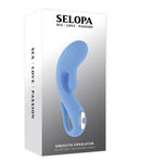 Selopa Smooth Operator G-Spot Vibrator Blue packaging, showcasing the curved design and vibrant color for intimate pleasure.