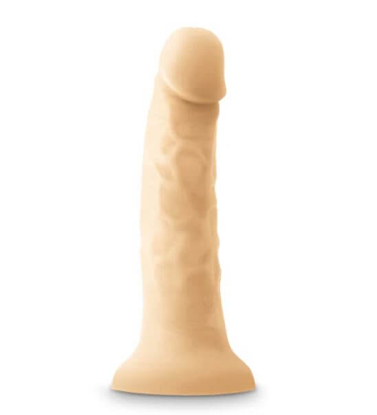 7 inch vibrating dildo in vanilla color with realistic details and strong suction base for hands-free pleasure.