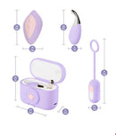 Play With Me Snapstar Vibrator Set Purple, featuring mini wand, bullet vibrator, wireless remote in travel-friendly case.