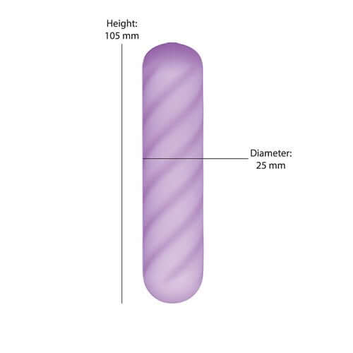 Softies Dual Layer Vibrating Bullet 4 inches Purple with height 105 mm and diameter 25 mm, showing elegant design.