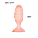 Softies Dual Layer Butt Plug 4 inches Orange with dimensions and design details.