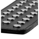 Close-up of Strict Leather 16.5 Inch Studded Paddle Black featuring steel studs for enhanced impact.