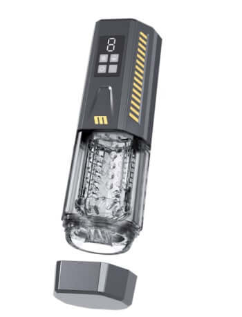M For Men SpinMaster Pro - Grey Automatic Male Masturbator with 360° Rotation, customizable settings, and sleek design.