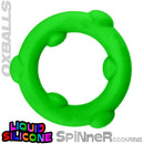Oxballs Spinner Single Silicone Cock Ring Frog in bright green liquid silicone with textured design.