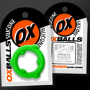 Oxballs Spinner Single Silicone Cock Ring Frog packaging and product image in vibrant green color.