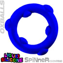 Oxballs Spinner Single Silicone Cock Ring Glacier in vibrant blue liquid silicone, showcasing its unique design and texture.