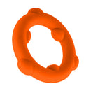 Oxballs Spinner Single Silicone Cock Ring Orange displayed on a white background showing its flexible design and texture.