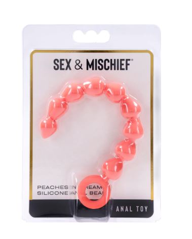 Peaches N Creame Silicone Anal Beads in packaging, a luxurious anal toy for sensual play and pleasure.