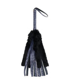 Elegant blue and gold faux fur flogger with luxurious tassels for sensual play.