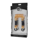 Master Series Deluxe Adjustable Nipple Clamps with Chain in packaging showcasing gold and black design.