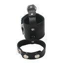 Strict Leather Cock Strap and Ball Stretcher Small made of leather, featuring snap closures for adjustable fit.